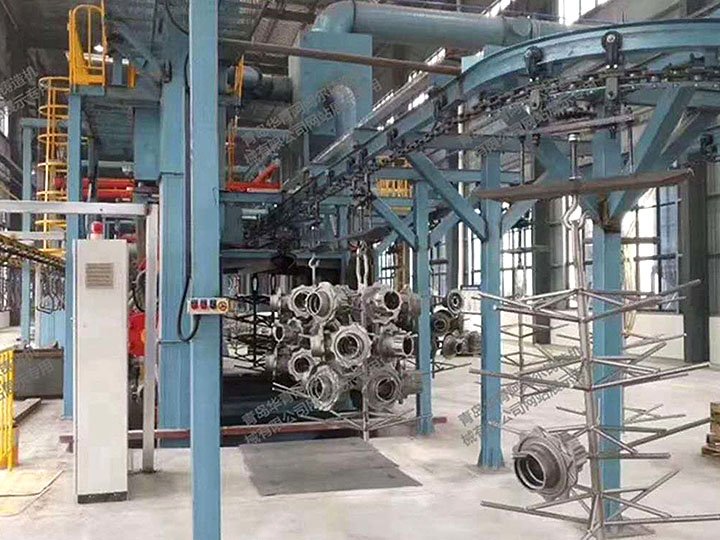 Дробеметная установка с подвесным конвейером