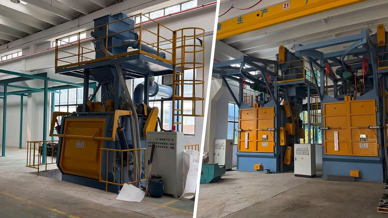 Промышленные дробеметные установки различных конструкций для обработки отливок, поковок и металлоконструкций